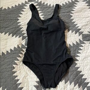 Classic Black Ribbed One-Piece Swimsuit